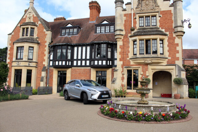 Lexus RX 450h Premier outside The Wood Norton Hotel