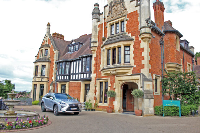 Lexus RX 450h Premier outside The Wood Norton Hotel