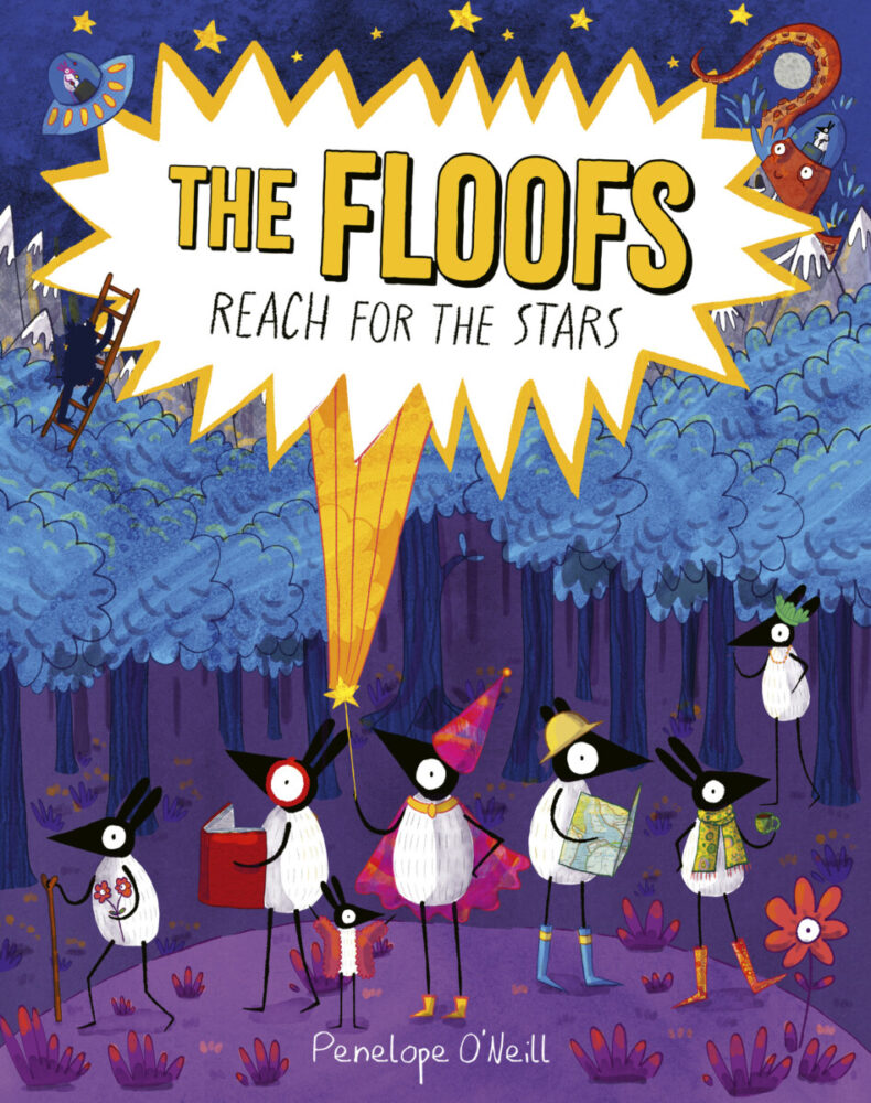 Cover of The Floofs Reach For The Stars by Penelope O'Neill, a children’s book published by Frances Lincoln Children’s Books